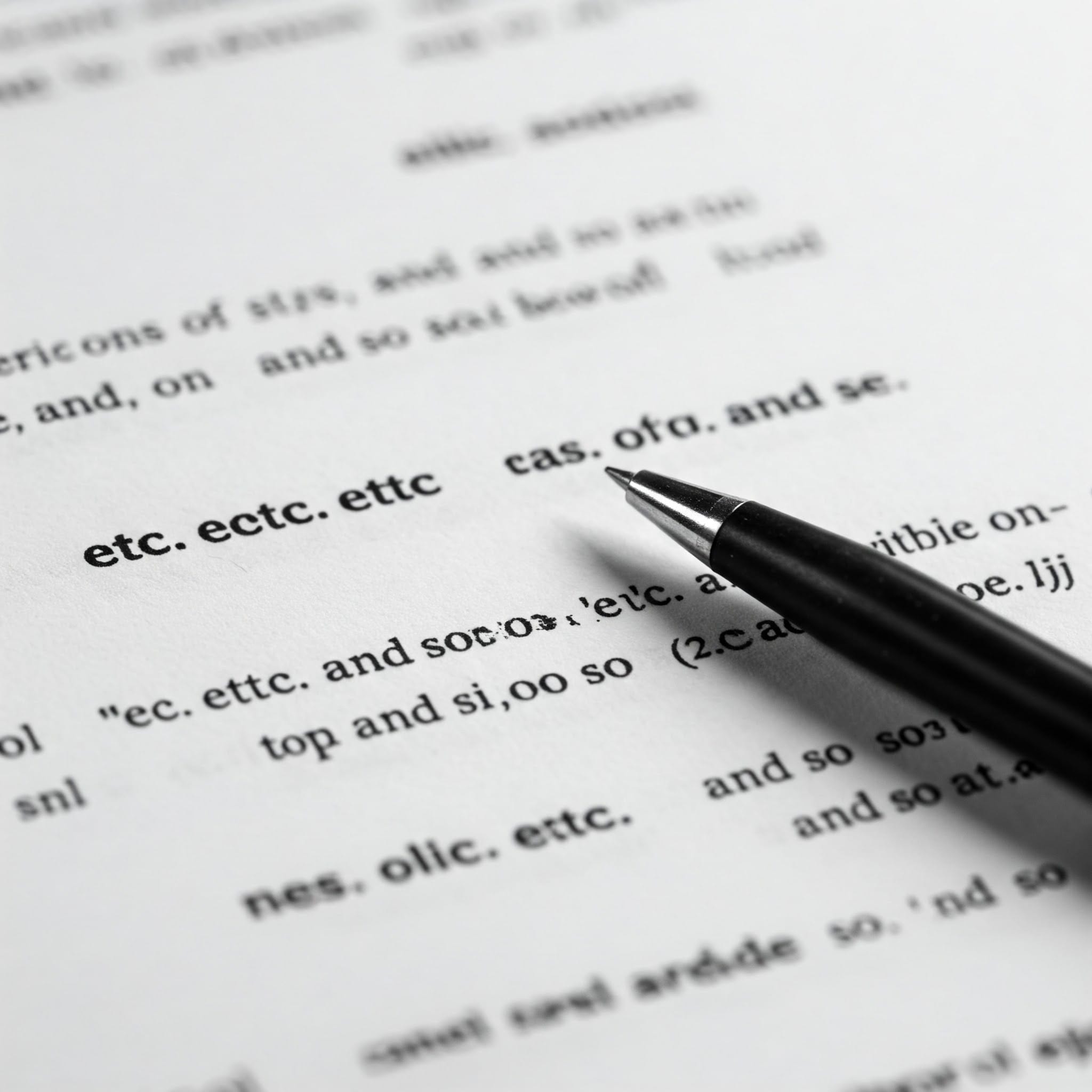 etc.が使われている文書のクローズアップ