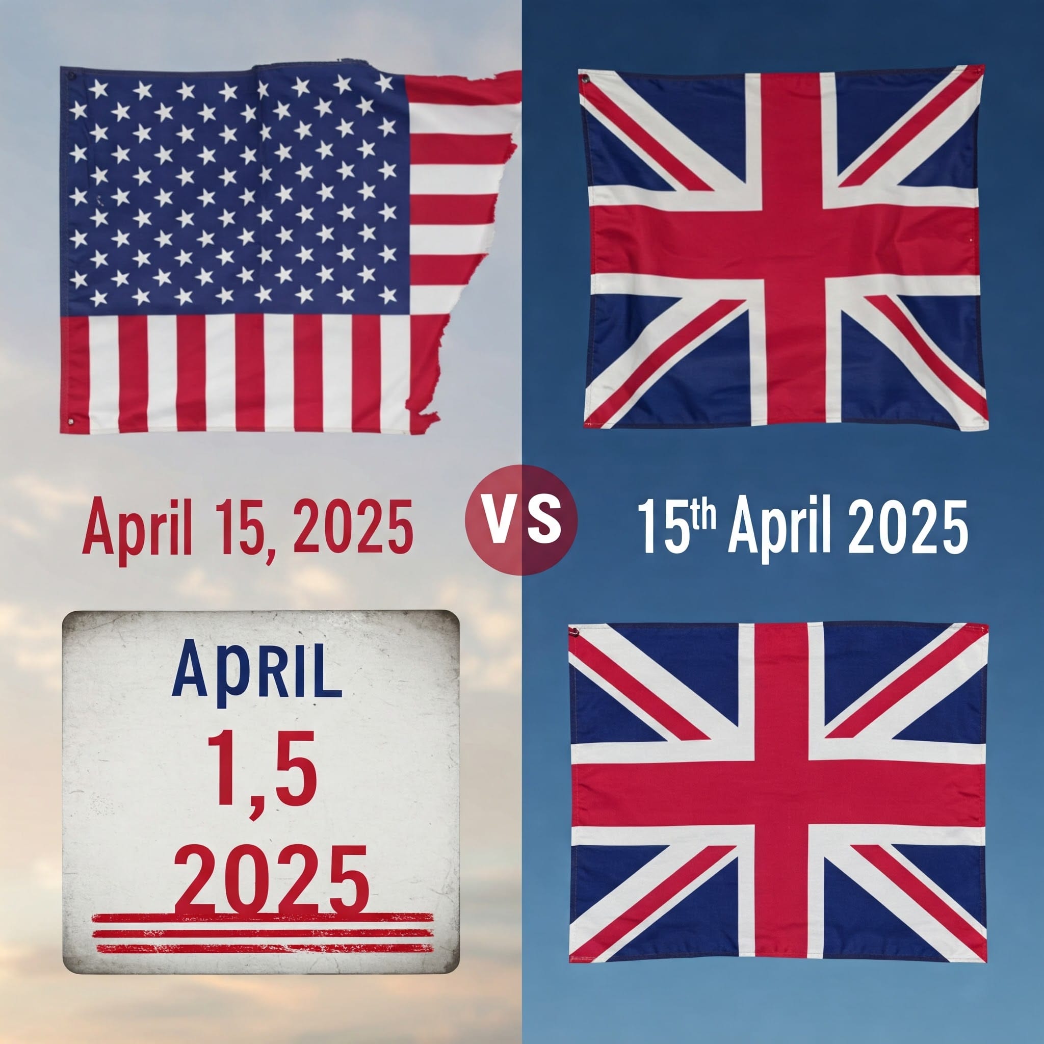 アメリカ式とイギリス式の日付表記比較イラスト