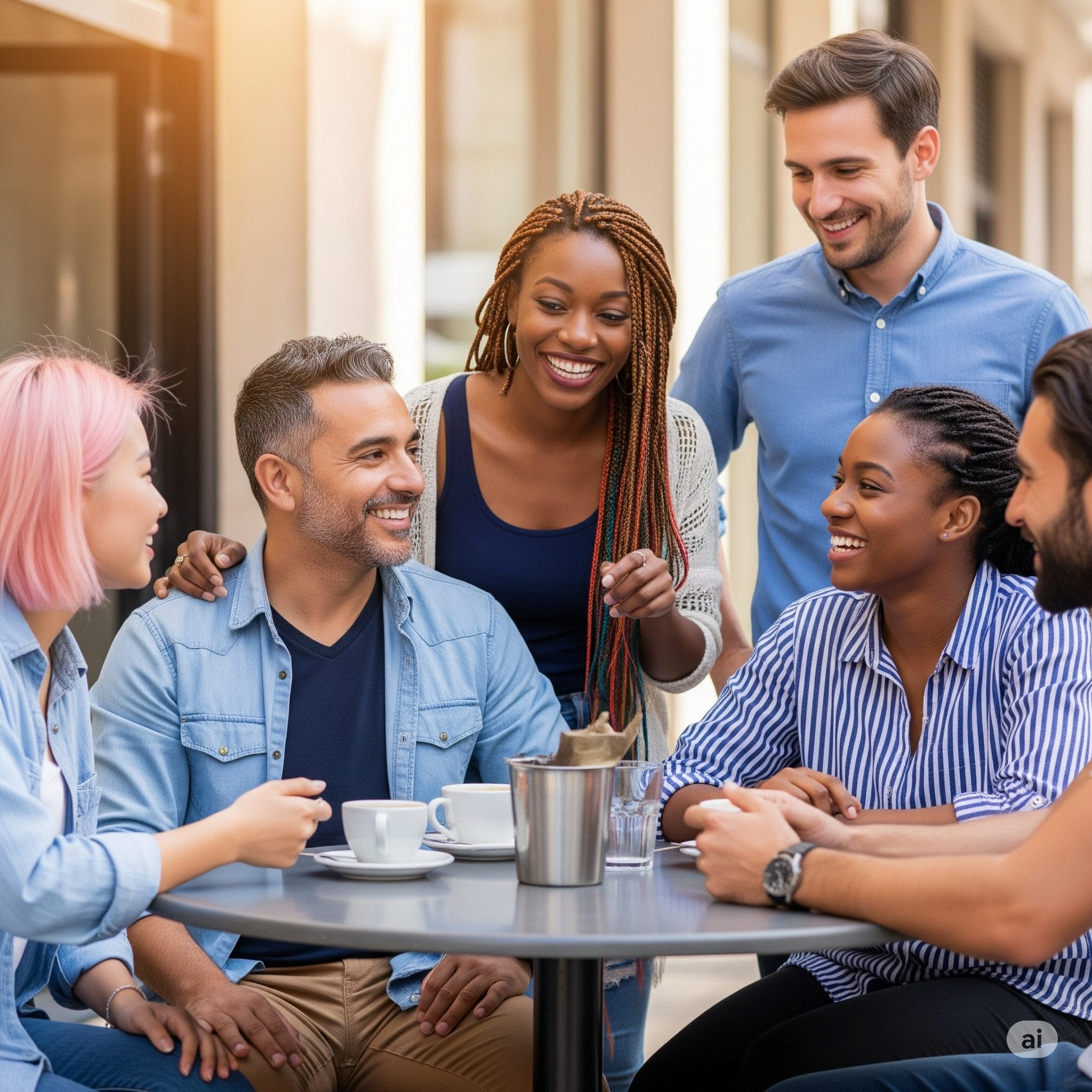 多様な人々と英語でコミュニケーションする様子