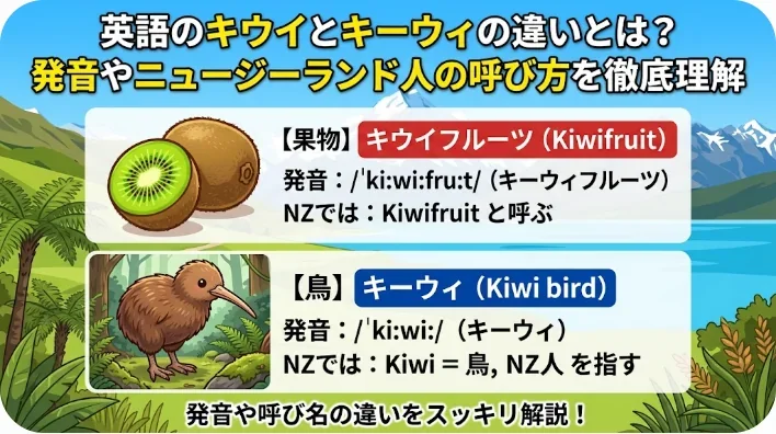 木製のテーブルに置かれた新鮮なキウイフルーツとキーウィ鳥のぬいぐるみ