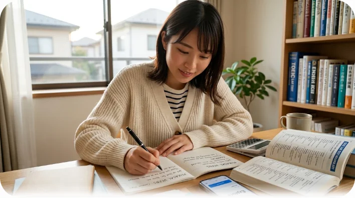カフェでデジタルタブレットを見ながら英語で招待状を書いている女性