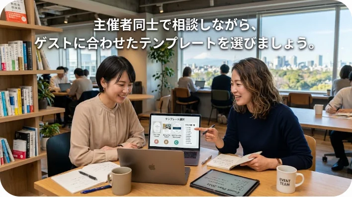 リビングルームでパーティーの計画を話し合う2人の女性