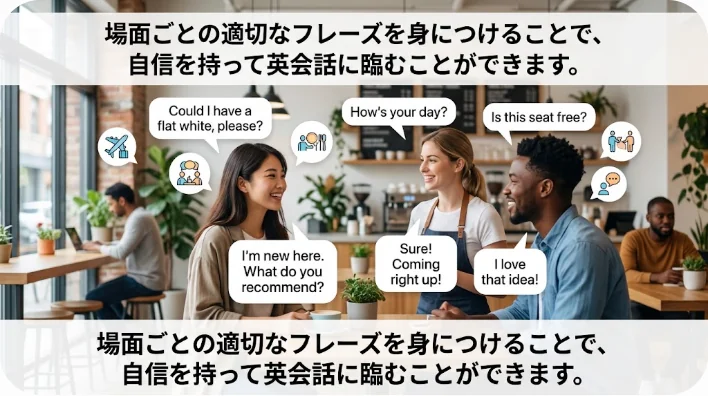 カフェで英語の教科書とノートパソコンを広げ、自然にマスクを着用して学習に集中している日本人学生