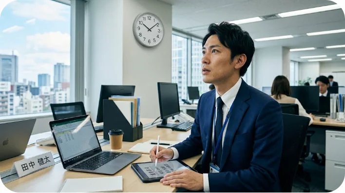 国際的なビジネスの場で、日本人とヨーロッパ人のビジネスパーソンが交渉成立後に握手を交わす様子
