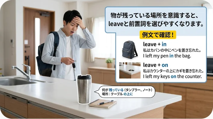 クレジットカードや財布、鍵などが自宅や車、職場に置かれている様子