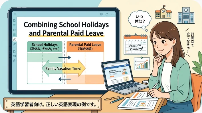 カレンダーを見ながら仕事の休暇と子どもの夏休みを相談するイギリスの家族