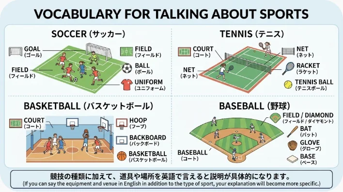 剣道の竹刀や防具、柔道の帯、空手用品、弓道の弓、相撲の土俵模型を並べた画像