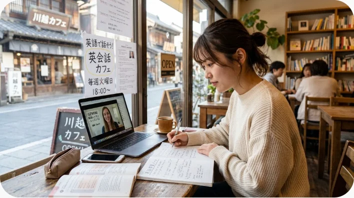 オフィスの入口で通勤方法について会話する二人の同僚