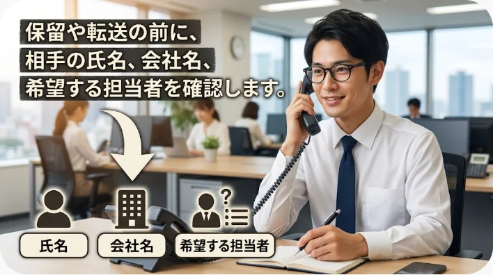 国際的な職場で英語の電話を聞きながら相手の情報をメモする受付担当者