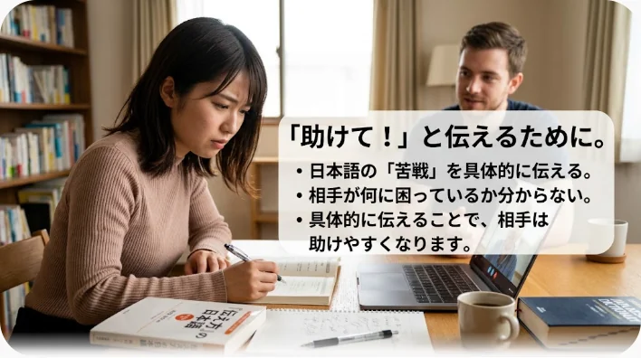 多様な文化的背景を持つ参加者と英語を練習する日本人学習者