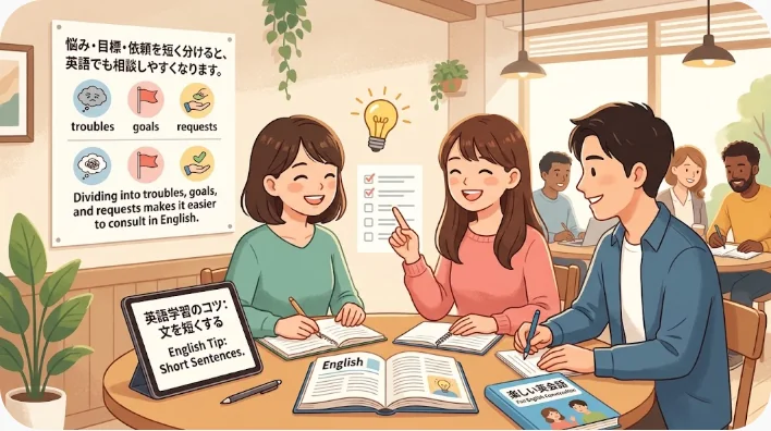 日本人の成人学習者が英語話者の講師へTOEICの悩みと学習計画を相談する場面