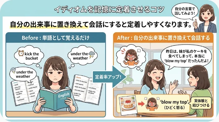 国際交流カフェでmoonを使った英語表現を会話練習する二人の学習者