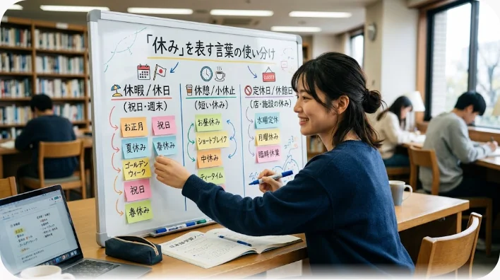 学校生活の英単語を書き込んだノート、シャープペンシル、蛍光ペン、辞書、時間割を真上から撮った机の様子
