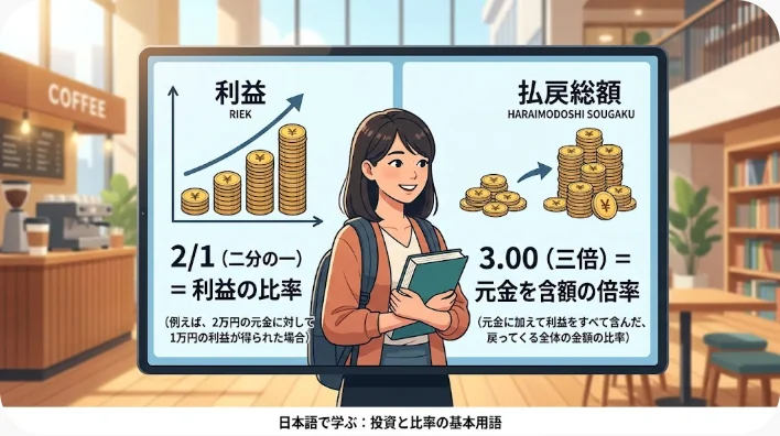 英国英語の講師と日本人学習者が分数式オッズと小数式オッズを比較している教室の画像