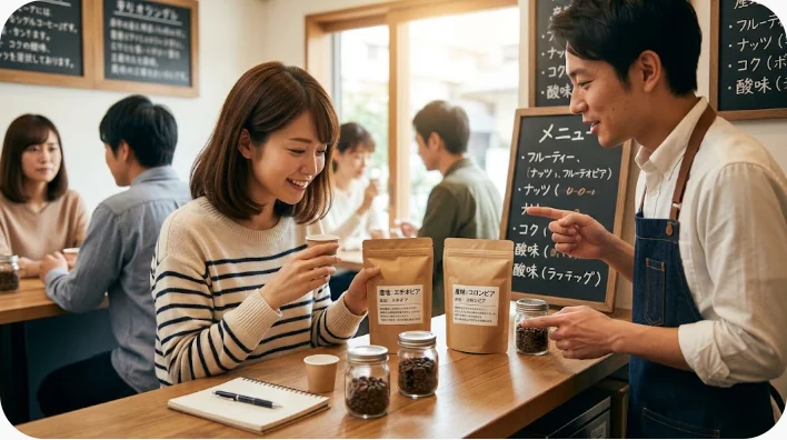 オイスターバーで店員から牡蠣の盛り合わせを受け取りクマモトオイスターを味わう成人客