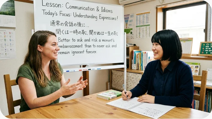 多様な英語話者と会話練習をする東アジア系の成人学習者