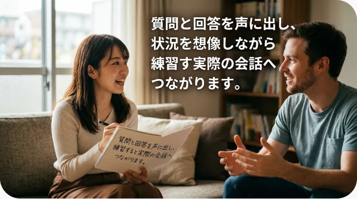 自宅で怪我に関する英語フレーズを音読する成人学習者