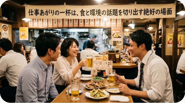 夜の机の上に開かれた英単語のノートと鉛筆、伏せたスマートフォン、琥珀色のエールのグラスとトーストの皿