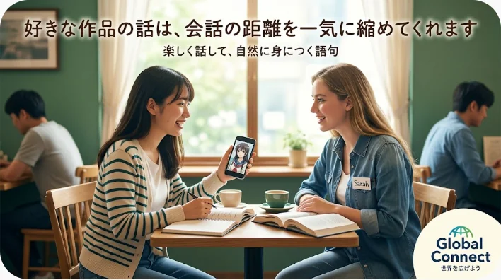 タブレットで配信作品を見ながら単語ノートに書き込む学習者