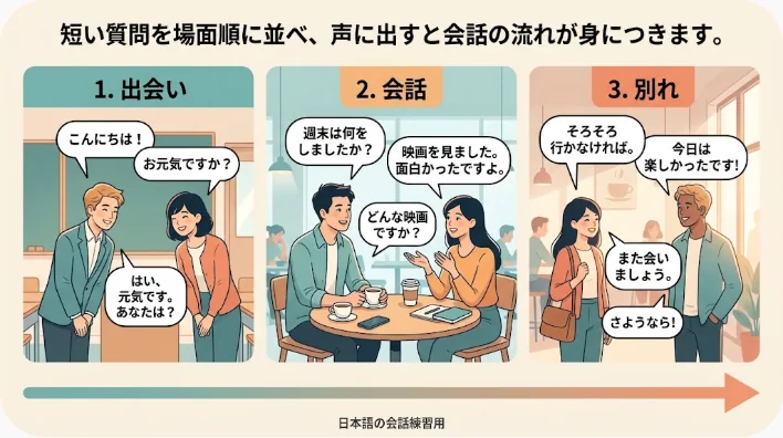 自宅で定期購読に関する英語フレーズを音読する学習者の画像