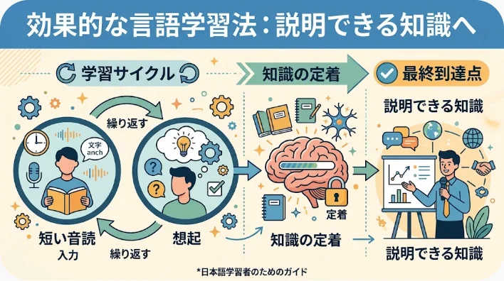 東アジア系の成人学習者が自宅でカリナンに関する英単語を音読復習する場面