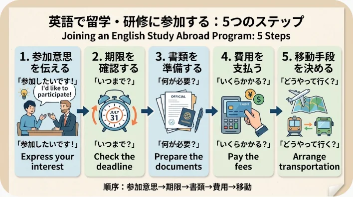 登録書類とスポーツシューズを持つ交換留学生が学校担当者と相談している様子