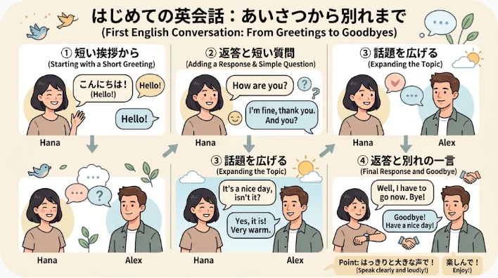 国際交流会の別れ際に日本人学習者が英語で挨拶する様子