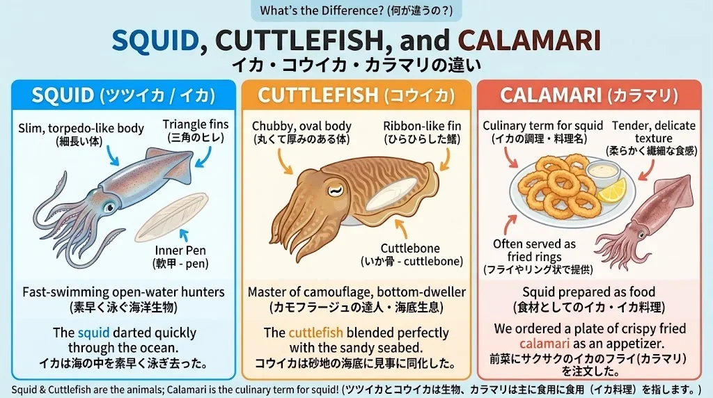 カフェやリビングでイカの英語表現はSquidだけの表現を交えて歓談する様子