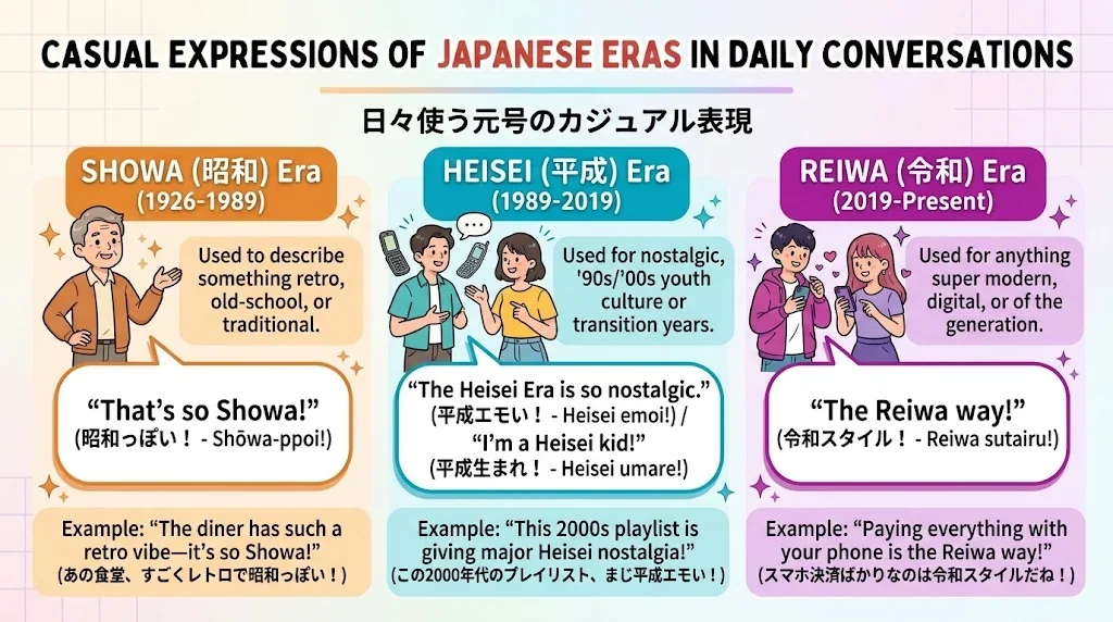 日常会話で使う和暦の表現を図解したインフォグラフィック
